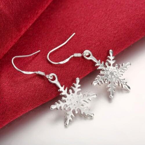 Charms 925 Sterling Silver snowflake drop Earrings for Women high quality fashion party wedding Jewelry fine Christmas Gifts