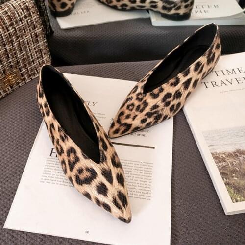 2020 Spring Autumn New Comfortable Women Ballet Flat Shoes Fashion Leopard Womens Loafers Stylish Pointed Toe Ladies Lazy Shoes