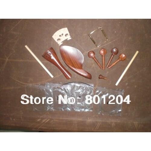 1 SET ROSEWOOD OF Violin Fitting 4/4 with Bridge, Sound post, Violin String, Chin rest screw and Tail gut