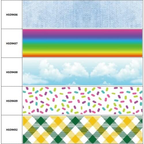 10yard New Arrival Colorful Rainbow Dot Carton Printed Grosgrain Ribbon Accessory Hairbow Headwear Decoration DIY OEM 38MM 75MM