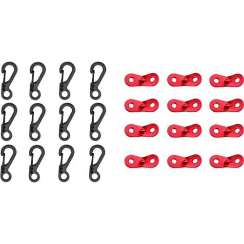 12Pcs SF Spring Backpack Clasps EDC Keychain Carabiner with 12Pcs Cord Adjuster Tent Tensioners Rope Adjuster