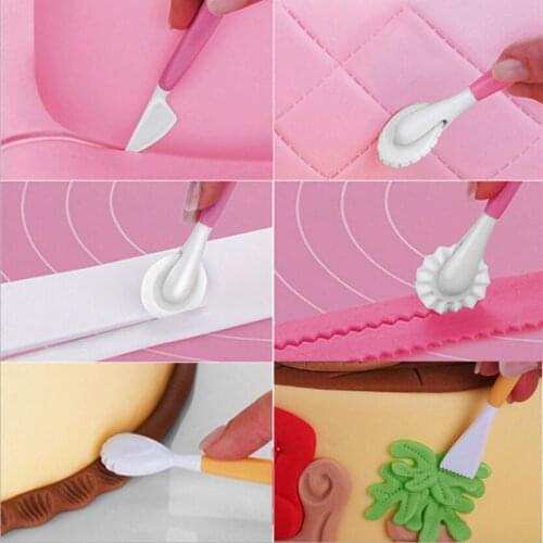4pcs/set Fondant Cake Decorating Modelling Tools 8 Patterns Flower Decoration Pen Pastry Carving Cutter Baking Craft Molds DIY