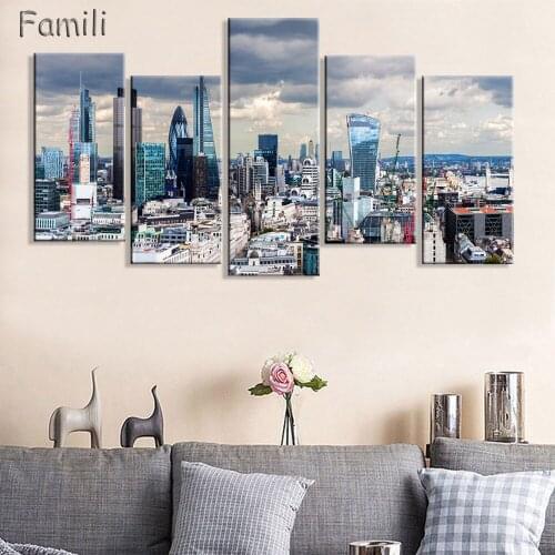 5 Piece Free Shipping Hot Sell Modern canvas Wall Painting London city scenery Home Decorative Art Picture Paint on Canvas Print