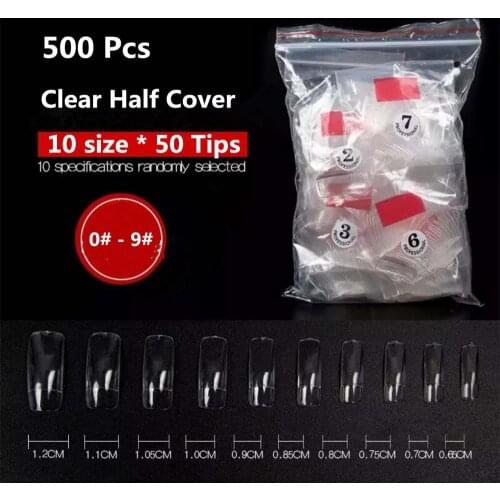 500pcs White Clear French False Acrylic Nail Tips Full/Half Cover Tips Coffin Fake Nails UV Gel Manicure Fake Nail Tips Display