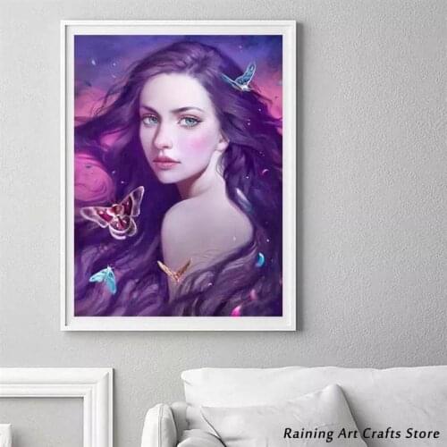 5D Diy Diamond Painting Sexy Woman with Butterfly Full Drill Girl Embroidery Cross Stitch Kits Mosaic Pictures Home Decor Gift