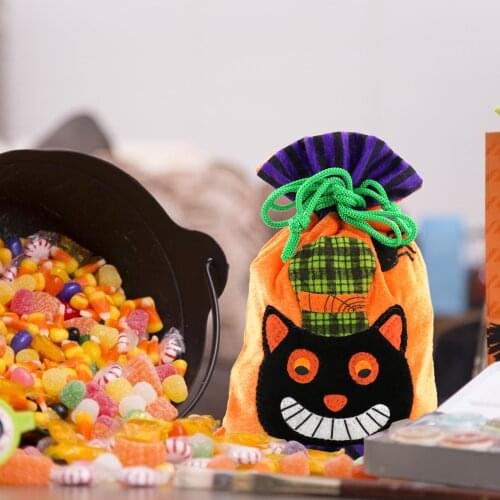 70x50cm Christmas Halloween Candy Bags Non-woven Skull Cat Pumpkin Witch Pattern Gift Bag Decoration Christma Party For Childern