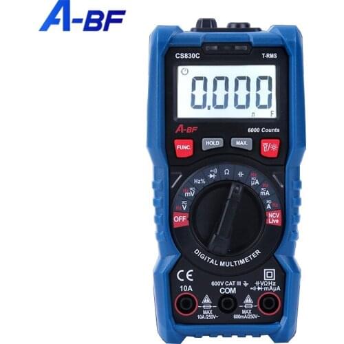 A-BF Portable Multimeter AC DC True RMS Intelligent Small Voltage Current Meter NCV Manual Range Auto Range Multimetro Backlight