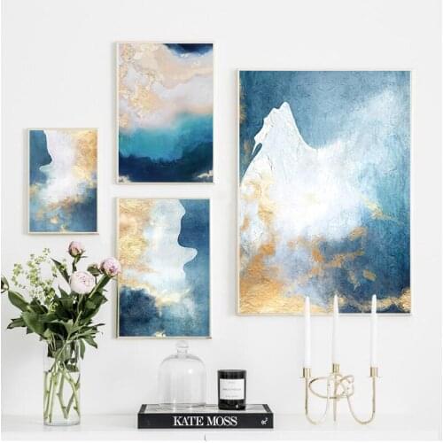 Abstract Modern Dreamy Color Canvas Painting Fashion Golden And Print For Living Room Asile Bedroom Wall Art La imagen HD