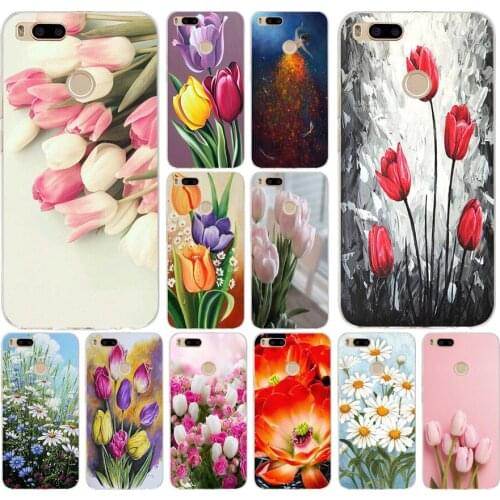 13AS Beautiful flower tulips Soft Silicone Tpu Cover phone Case for Xiaomi MI A1 A2 A3 6 8 9 SE lite