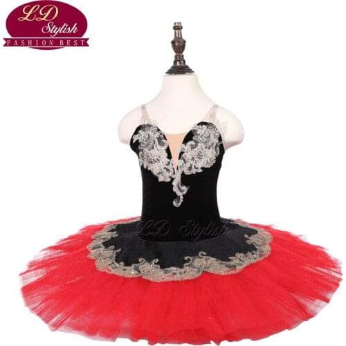 Girls Black Ballet Tutu Apperal Children Performance Stage Wear Kids Red Professional Ballet Dance Costumes Women Ballet Skirt