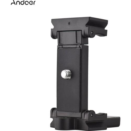 Anoder AD-06 Phone Holder with 2-in-1 Quick Release Plate Cold Shoe Mount 1/4" Screw Hole Bubble Level for Smartphones Vlog
