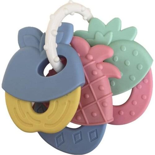 Baby Teethers Newborn Baby Hand Jingle Shaking Rattles Infant Fruit Chewing Teether Toy Set Baby Rattles Baby accessories 2021