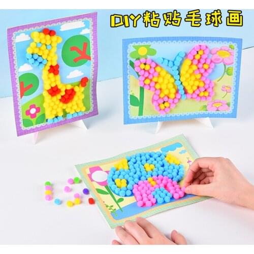 Childrens handmade material package diy hair ball creative paste painting art painting kindergarten girl educational toys