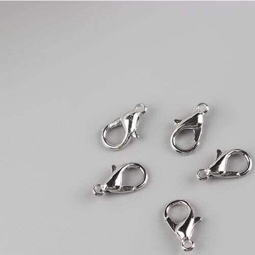 DoreenBeads Metal Handamde Lobster Clasps Silver Color DIY Making Bracelets Neckalce Women Jewelry Findings 12mm x 6mm, 100PCs
