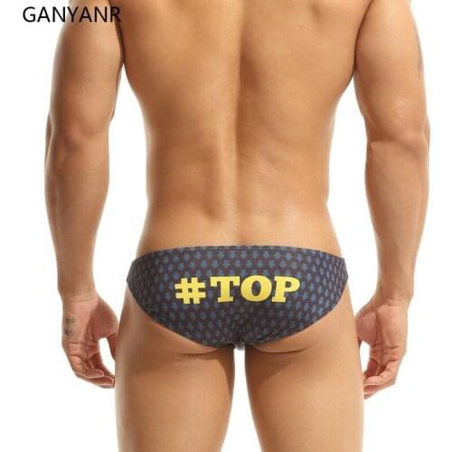 GANYANR Gay Mens Swimwear Sexy Swim Briefs Swimming Trunks Beachshorts Swimsuit Bikini Thong Bathing Suit designer Hot Surfwear