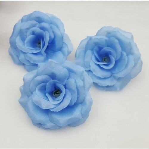 Hot sale 10pcs/lot 8cm Rose light Blue Color Artificial Rose Silk Flower Head DIY Wedding Home Decoration Romantic Date Supplies