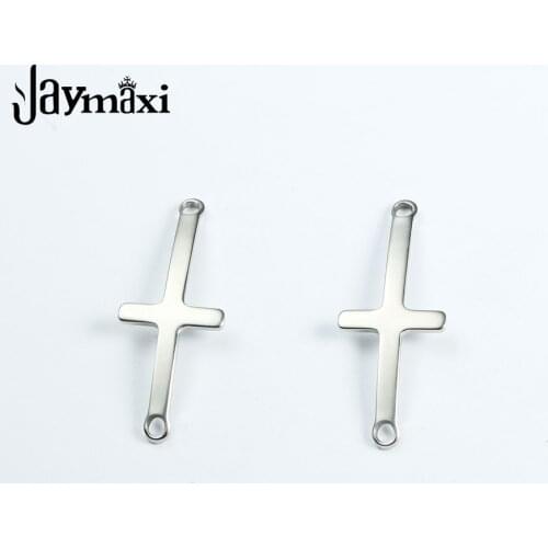 Jaymaxi Stainless Steel Cross Connector Arc Shape Jewelry Findings Mirror Polished Pendant For Bracelet Necklace 20piece/lot