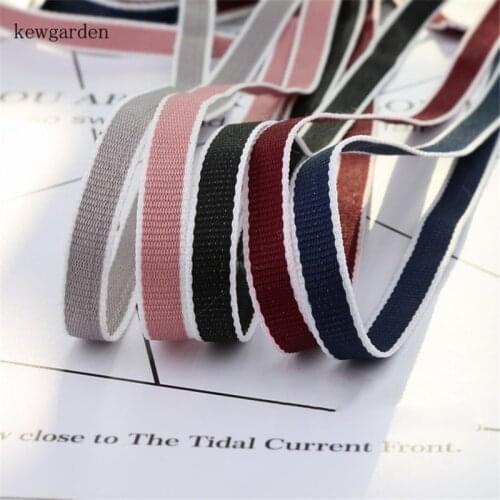 Kewgarden White Edge Polyester Ribbons 25mm 1" 38mm 1.5" DIY Bowknot Denim Satin Ribbon Handmade Tape Accessories 10 Yards