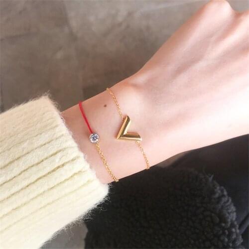 YUN RUO Classic Letter V Bracelet Woman Birthday Gift Rose Gold Color Fashion Titainum Steel Jewelry Not Change Color Drop Ship