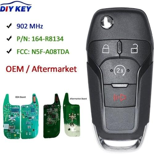 DIYKEY P/N: 164-R8134 OEM/Aftermarket Flip Remote Key FSK 902MHz ID49 Chip Keyless Entry for Ford F150 250 2015-2020 N5F-A08TDA