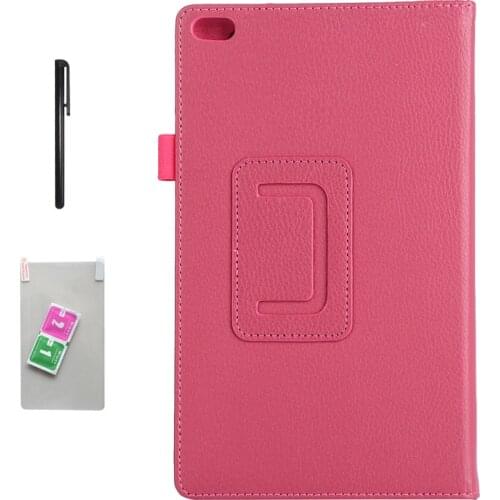 For Lenovo Tab 4 8 TB-8504X Litchi Leather Case Flip Cover for Lenovo Tab4 8 TB-8504F TB-8504 TB-8504N 8.0 inch Tablet Film+Pen