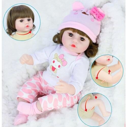 42cm Rebirth doll simulation toy baby environmental protection soft glue girl play house children toy curly doll For Girls gift