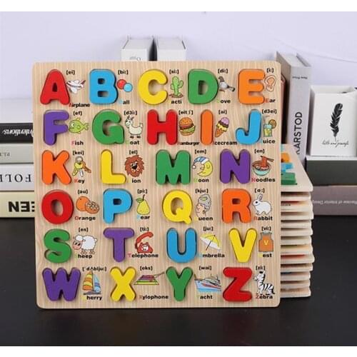 Hot Montessori Materials Capital Lowercase Alphabet Puzzle Board Language Learning Board Montessori Educational Wooden Toys