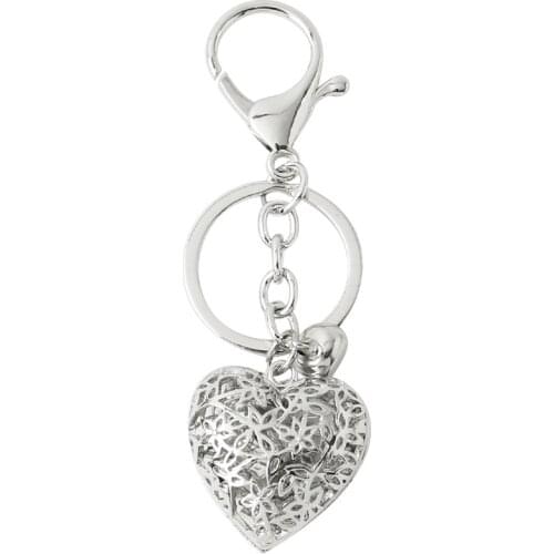 Hollow Heart Keychains Fashion Charm Cute Bell Purse Bag Pendant Car Keyring Chain Ornaments Keyring Valentines Day Girl Gift