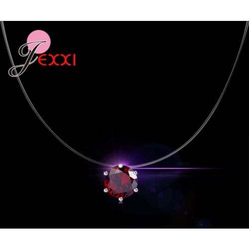 Charm Women Bijoux 925 Sterling Silver Accessory Jewelry Round Multi-Color Zircon Crystal Pendant Necklace Party Jewelry