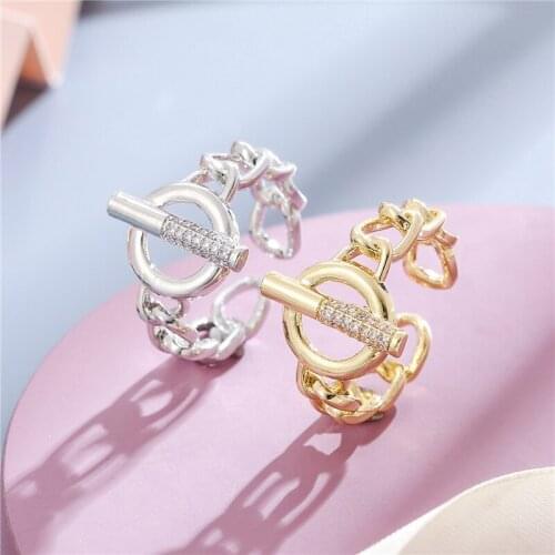 Original Quality Micro Inlaid Zircon Adjustable Rings Korean Fashion Brand OT Buckle Letter Ring for Women Z034