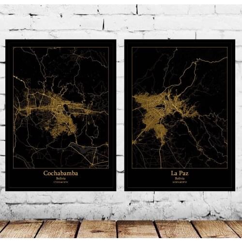 La Paz Cochabamba Bolivia Map Poster