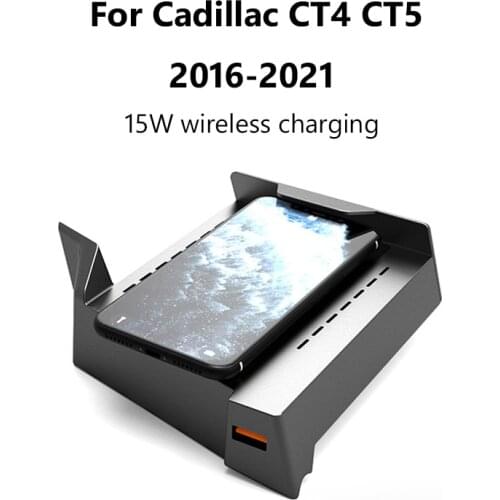 QI Fast Charging Board For Cadillac CT4 CT5 2016-2018 Auto Parts 15W Wireless Charger Cigarette Lighter Modification