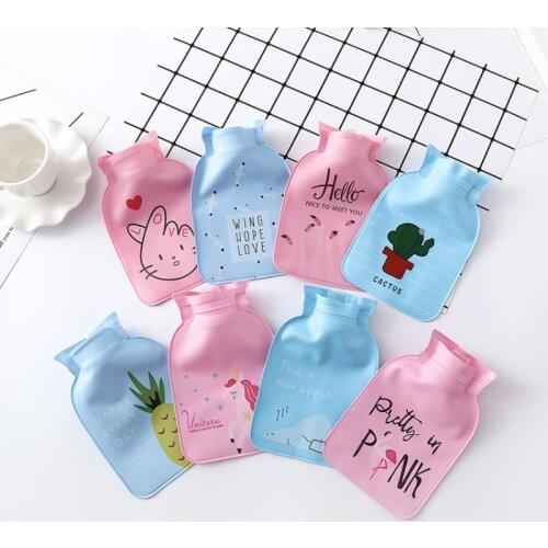 Portable Water-filled Hot Water Bottle Cute Cartoon PVC Hot Water Bottle Spiral Top Insulation Products Home Hot Water Bottle
