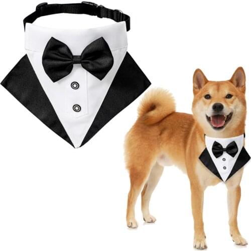 Luxury New Wedding Suit Dog Saliva Towel Pet Collar Triangle Scarf Bow Tie Small Medium and Large Dog Bowknot Scarf Pet Supplies