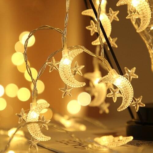 Fairy Light String Star Moon LED Lamp Christmas New Year Birthday Party Atmosphere Decoration Lights String 10/20/40 LEDs 1.5-6m