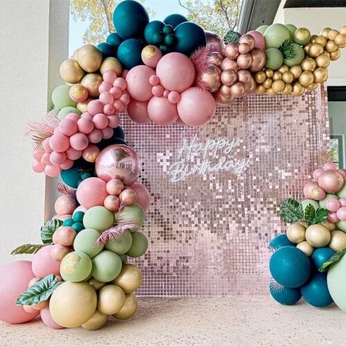 30x30cm 3D Rose Gold Iridescent Panels Sequins Art Curtain Party Decoration Birthday Party Decorations Sequin Wall