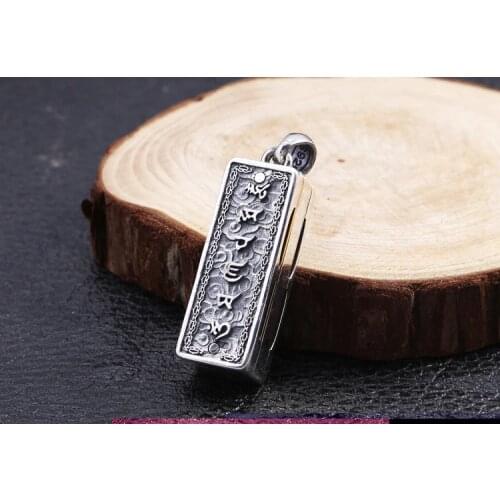 Solid 925 Sterling Silver Om Mani Padme Hum Buddha harmonica Pendant jewelry A5695