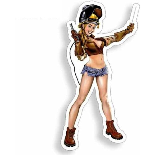 JuYouHui Exterior Accessories Decal Sexy Girl Female Welder Anime Fine Car Stickers Styling Window Bodywork Vinyl Car Decals