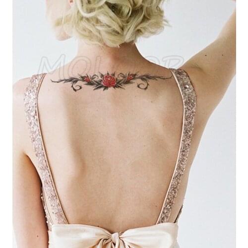 Temporary Tattoo Stickers Sexy Lily Butterfly Wreath Fake Tatto Waterproof Tatoo Back Leg Arm Belly Big Size for Women Man Girl