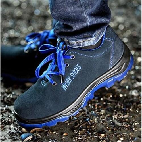 Cow Suede Safety Shoes Men EU Standard Smash-proof puncture-proof Welding Work shoes Steel Toe Shoes Non-slip safety boots