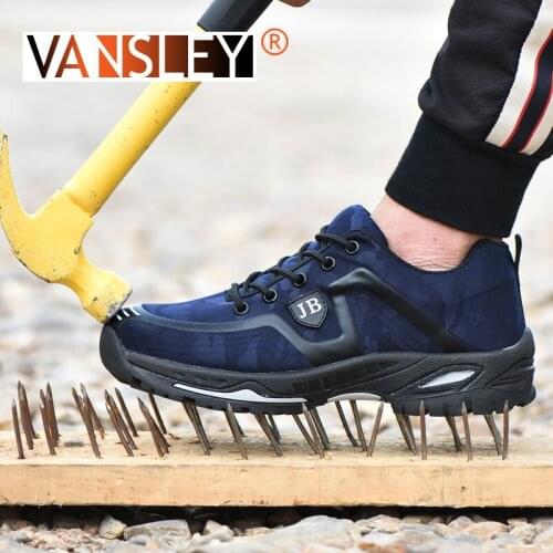 Mens Steel Toe Work Safety Men Shoes Light Weight Breathable Anti-smashing Anti-puncture Men Anti-smashing Construction Sneaker