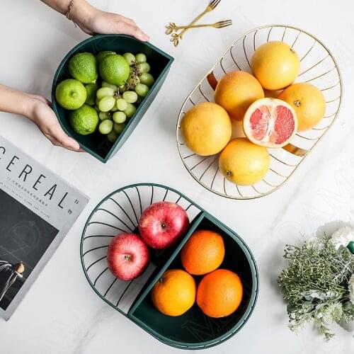 Green Fruit Plates Golden Fruits Basket Dried Fruit Snack Bowl Living Room Coffee Table Desktop Candy Pot Home Decoration Modern