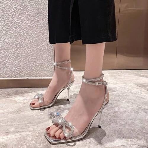 SONDR Fashion Design Square Head Woman Sandals Sexy Shoes Ladies Ankle Lace-Up High Heel Sandalias Plus Size 35-39