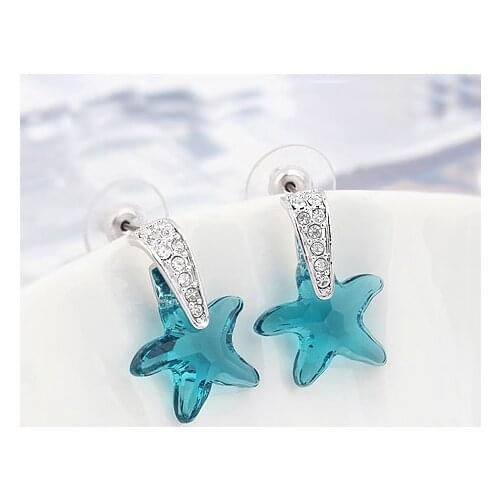 Starfish Design Romantic Crystals From Swarovski Stud Earrings For Wedding Elegant Luxury Earring For Women Jewelry Gift