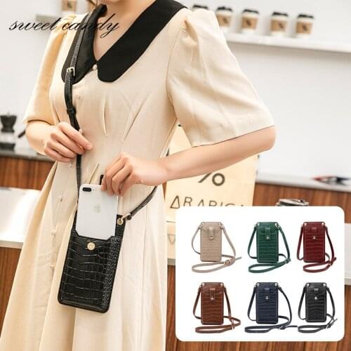 Iphone Pro Max mobile wallet messenger bag fashion crocodile pattern PU mini small bag shoulder bag female mobile phone bag