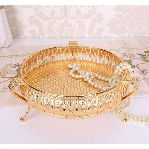 Creative Fruit Plate Storage Tray Living Room Home Decoration Round Square Modern Metal Multi-function Table Desktop Organizer