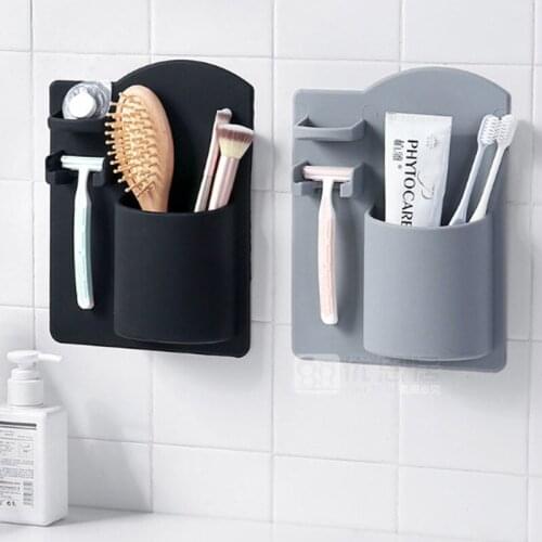 1 Pcs Creative Bathroom Wall-mounted Toothbrush Holder Toothpaste Toothbrush Rack Plastic Home Bathroom Organizer Tools