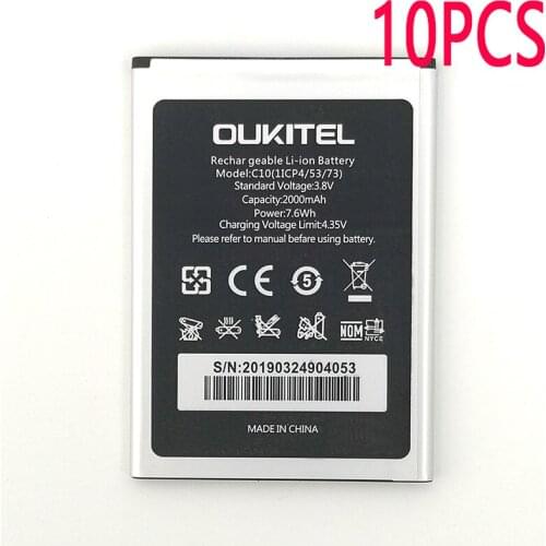 10PCS 100% Original 2000mAh C 10 Battery For Oukitel C10 Mobile Phone Latest Production High Quality Battery+Tracking Number