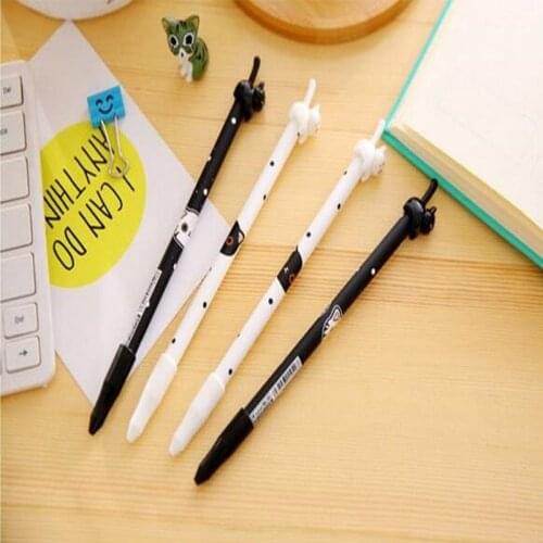 4pcs/lot Novetly Kawaii 3D Tail Cat design Press style 0.38mm Black ink Gel pen DIY Signature pen office school supplies