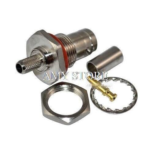 5pcs BNC female nut bulkhead crimp RG58 LMR195 connector